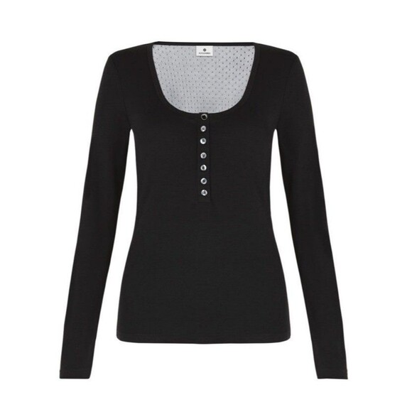 Altuzarra for Target Henley top Sheer Back Dot Tulle Sz M Black Y2K Sexy - Picture 1 of 8
